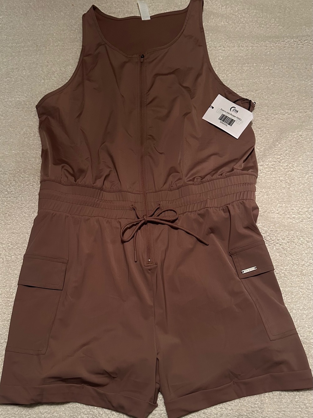 Zyia Zip-Front Brown Romper
